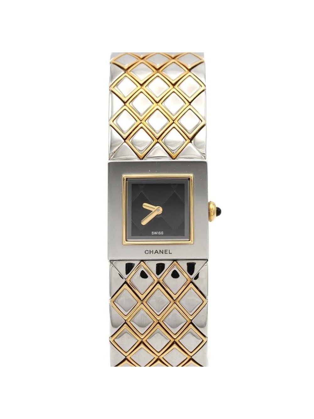 Chanel Quilted Stainless Steel Yellow Gold Quartz Watch